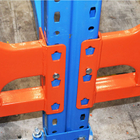 Solidny system regałów paletowych w kolorze szaro-niebiesko-pomarańczowym o grubości belki 2,0-2,5 mm